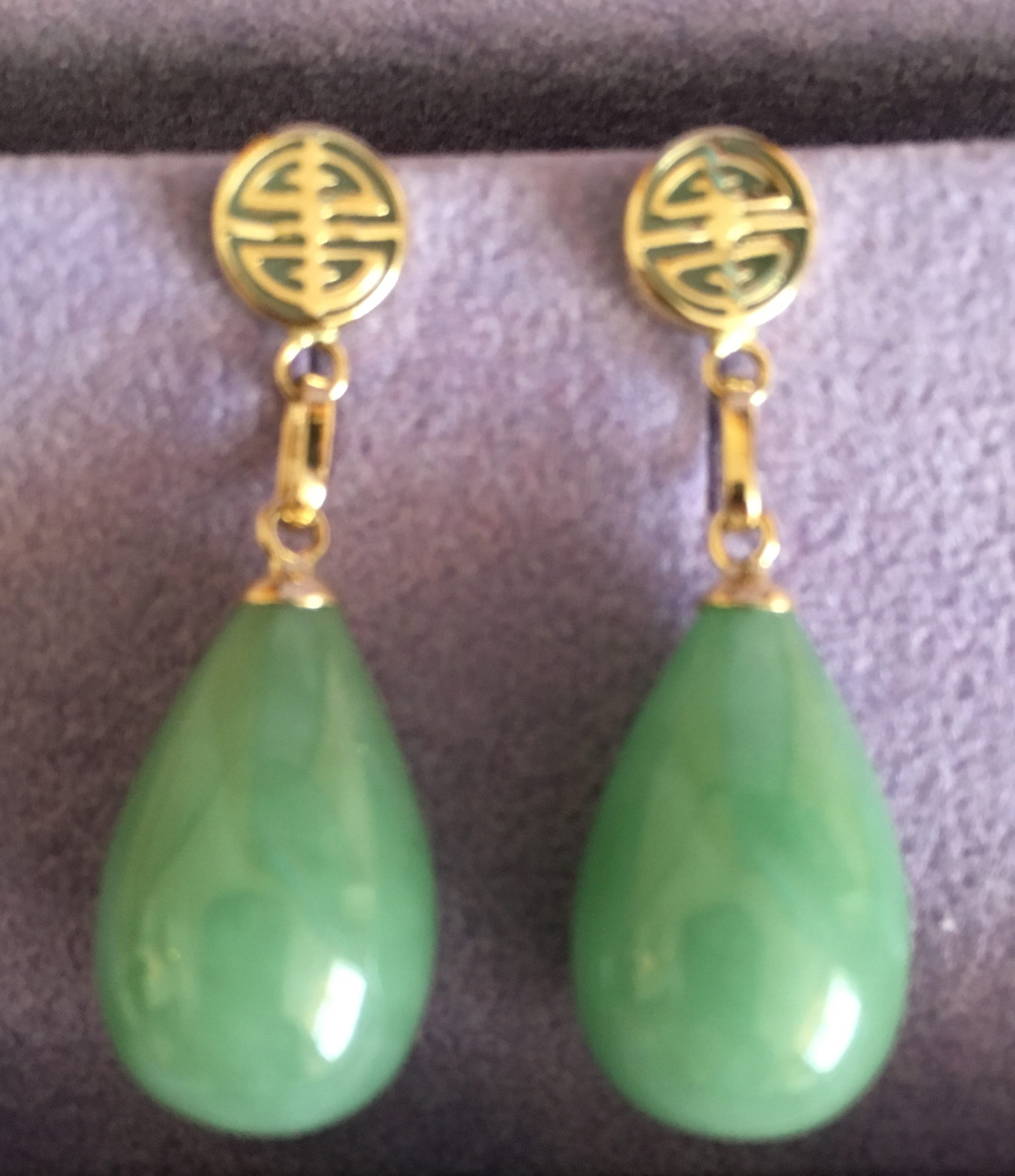 Jade Tear Drop Earrings Gems