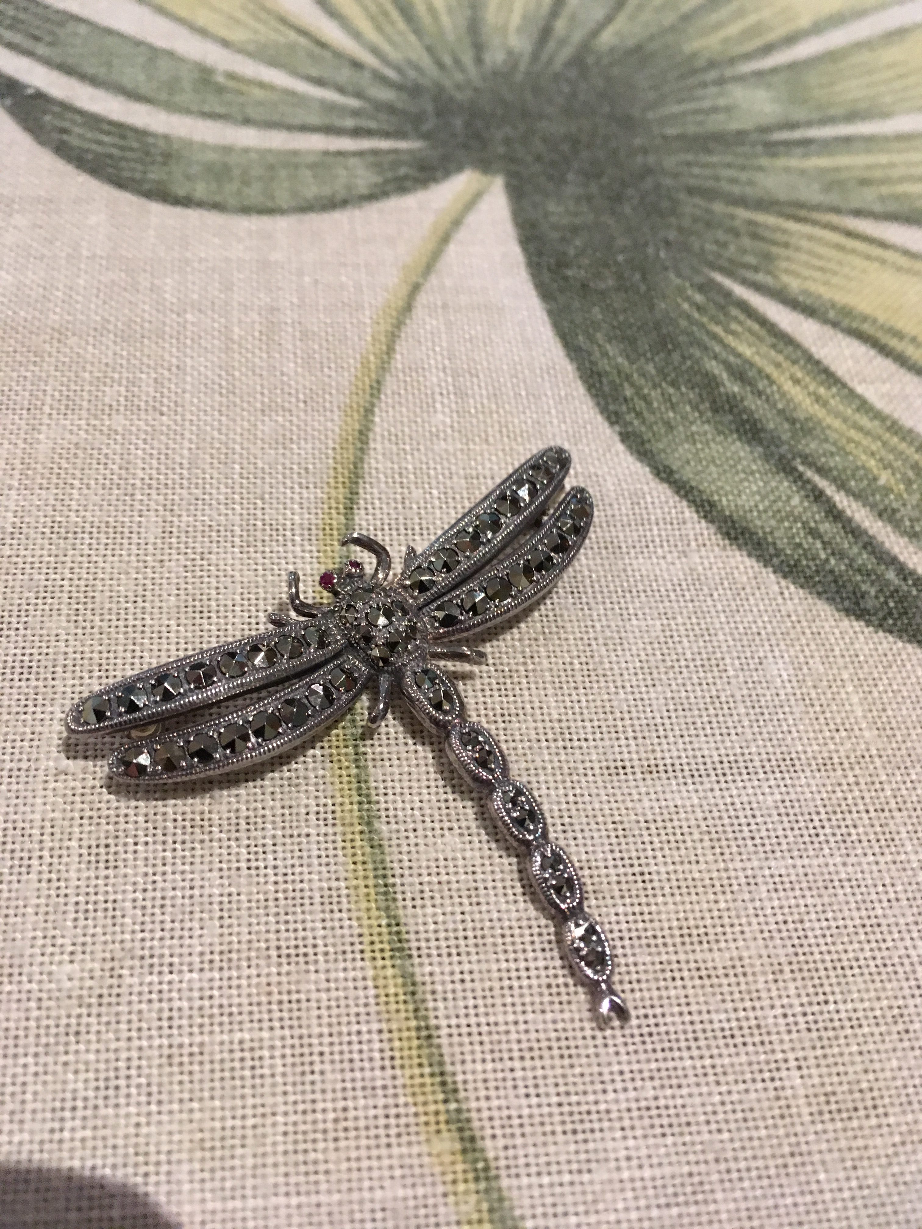 Dragonfly Marcasite & Sterling Silver Brooch - Gorgeous Gems