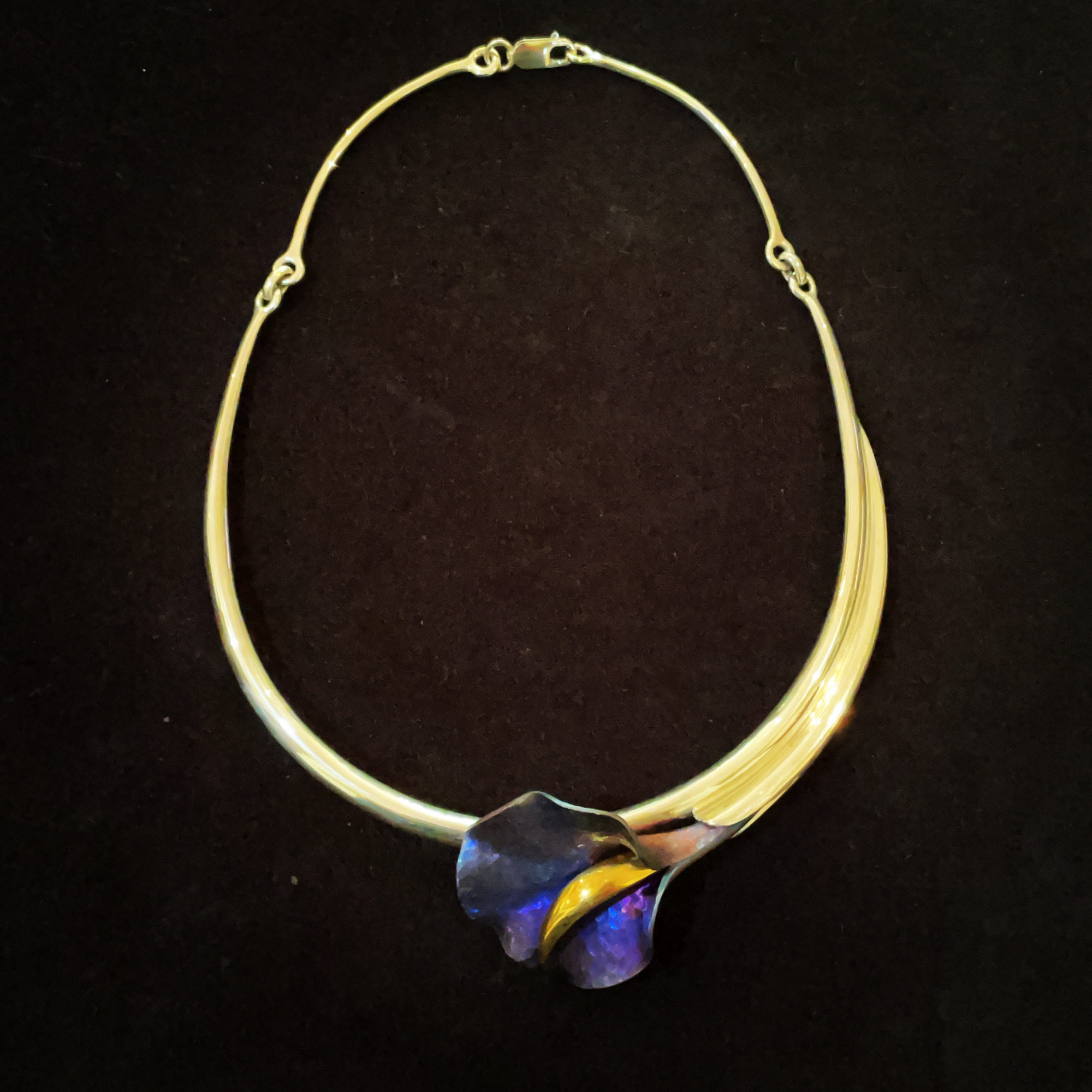 Unique Handmade Sterling Silver Lily Choker Necklace Gems