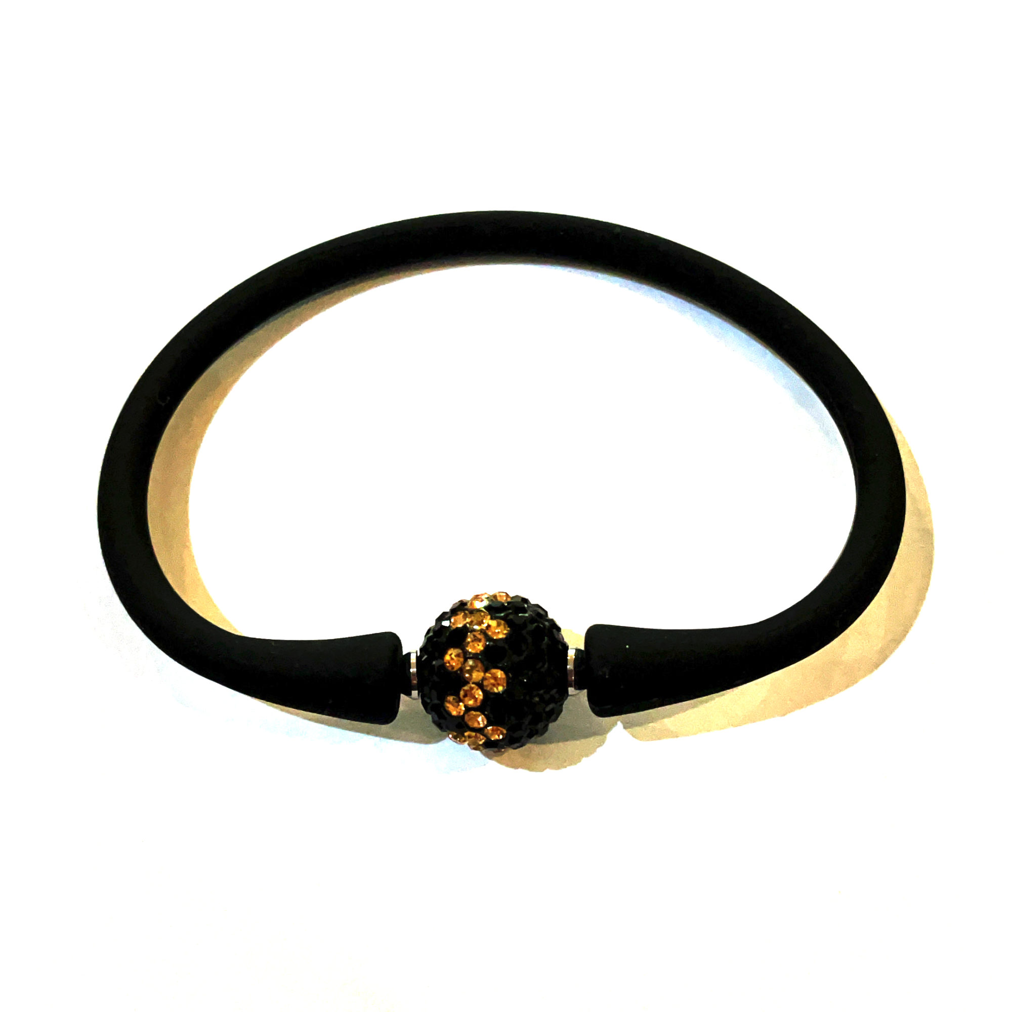 Black Neoprene Black & Gold Bauble Bracelet Gems