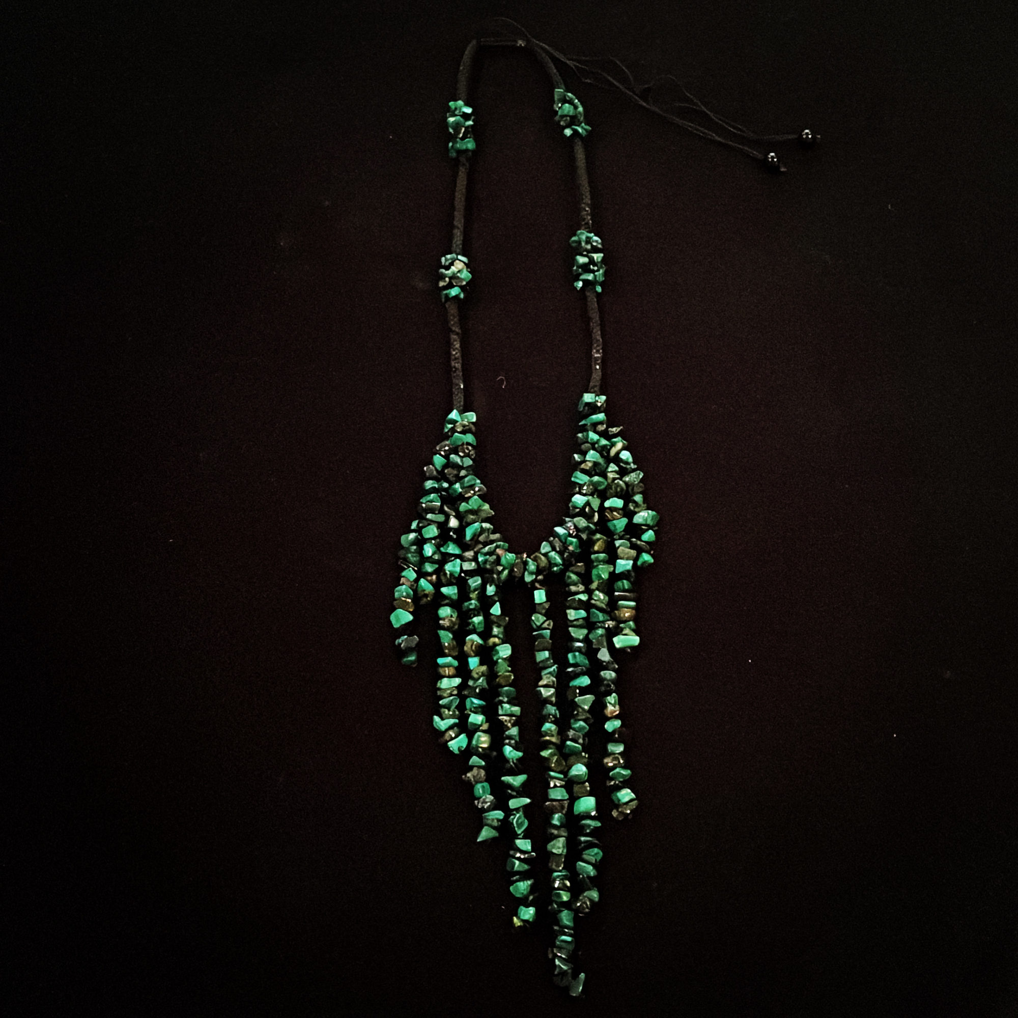 Malachite & Black Agate Waterfall Necklace Gems