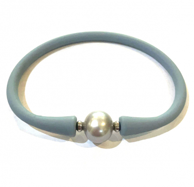 Grey Freshwater Pearl & Neoprene Bracelet
