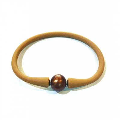 Brown Gold Freshwater Pearl Neoprene Bracelet