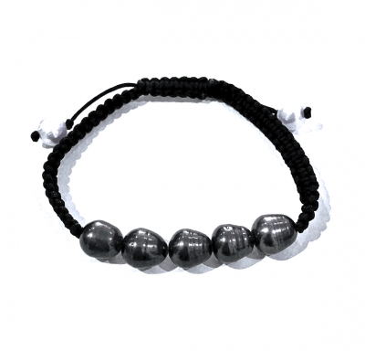 Adjustable Black & White Freshwater Pearl Bracelet