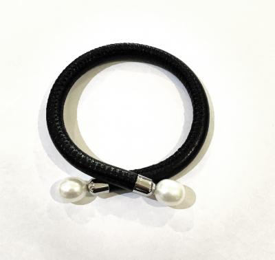 Wraparound Leather Freshwater Pearl Bracelet